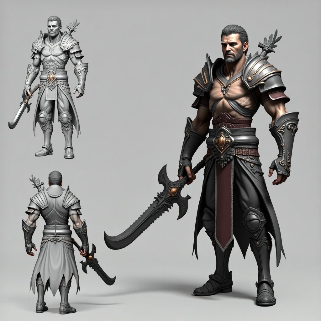 Stylized game character with textures and rig